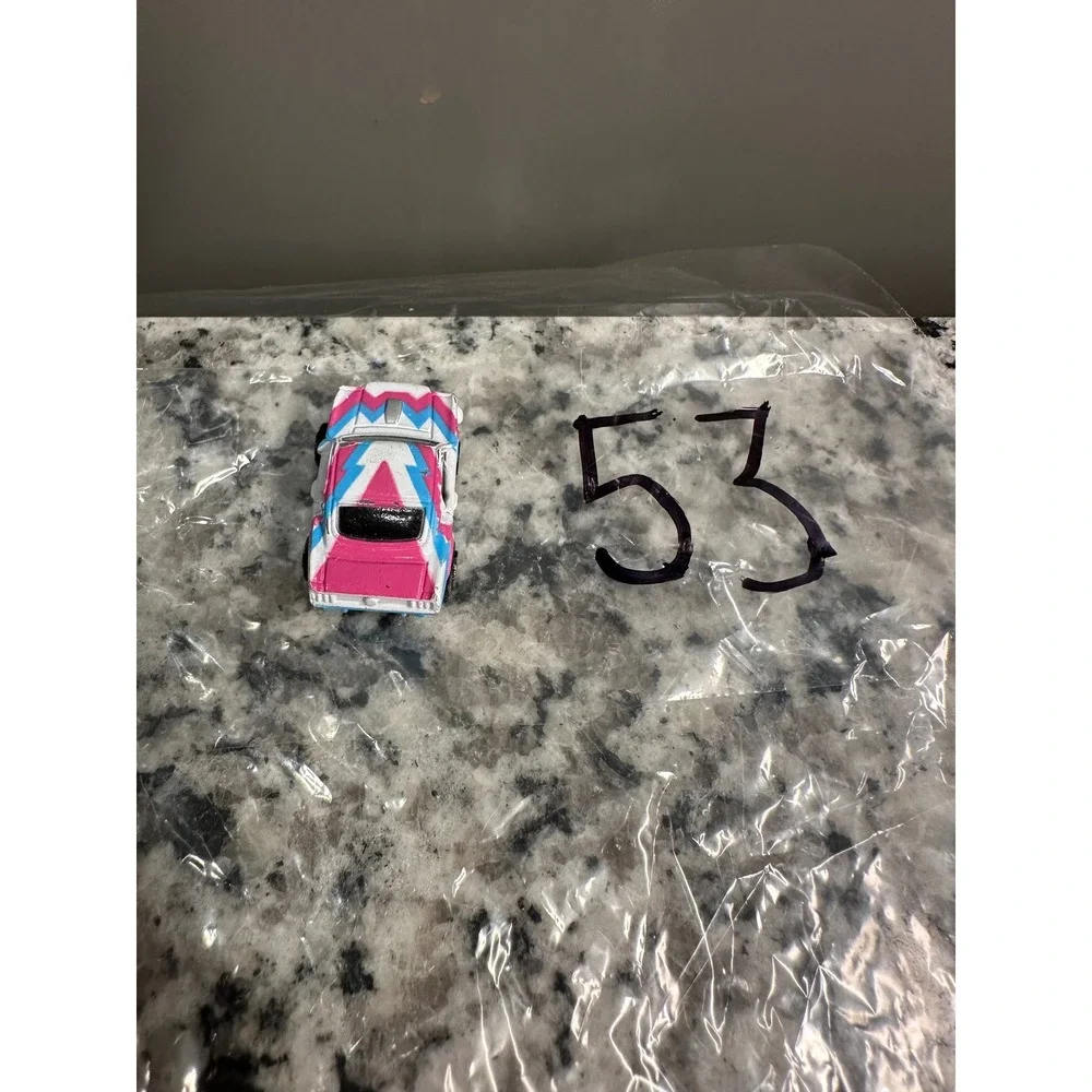Micro‎ Machine Race Car White Blue Pink Lightning Bolt 28 Toy